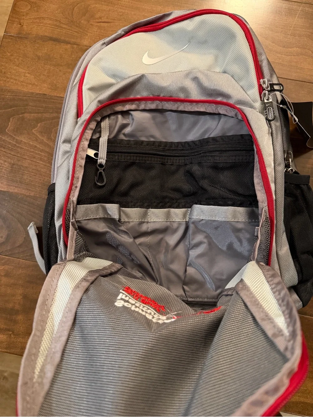 🌟 NWT Nike Silver and Red Backpack with Ball State Logo